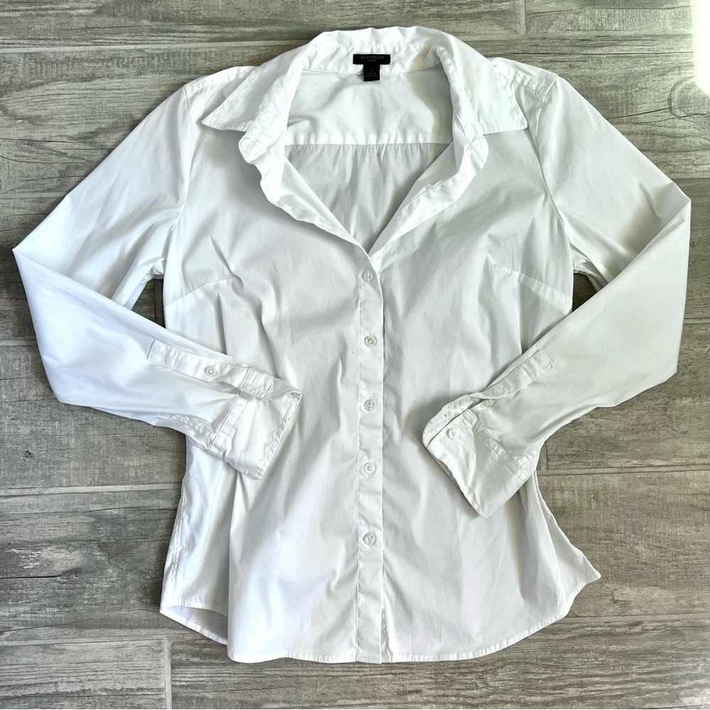 Ann Taylor White Button Down Long Sleeve